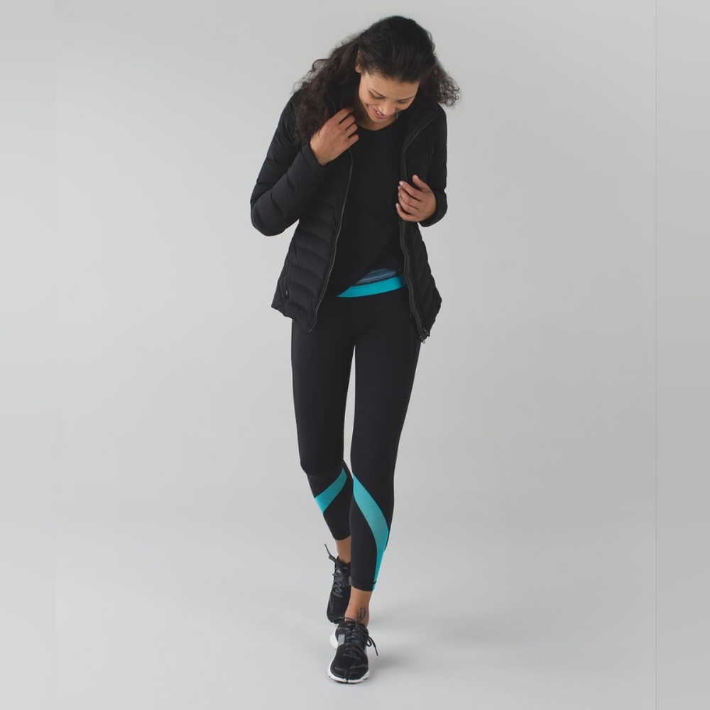 Lululemon Inspire Tight II Black Space Dye Twist Naval Blue Peacock Blue Size 2